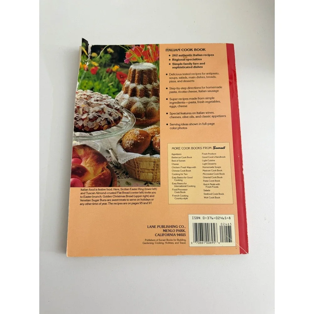 Sunset Italian Cook Book Vintage Softcover 262 Recipes Antipasto to Zabaglione